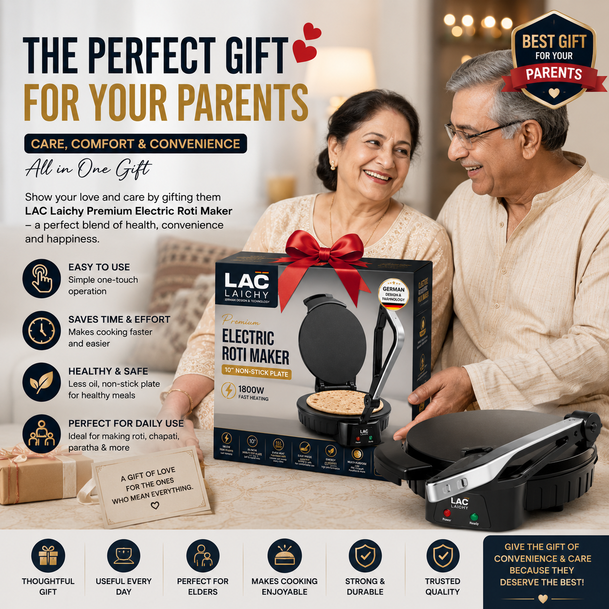 Premium Electric Roti Maker – 10" Non-Stick Plate | 1800W Fast Heating