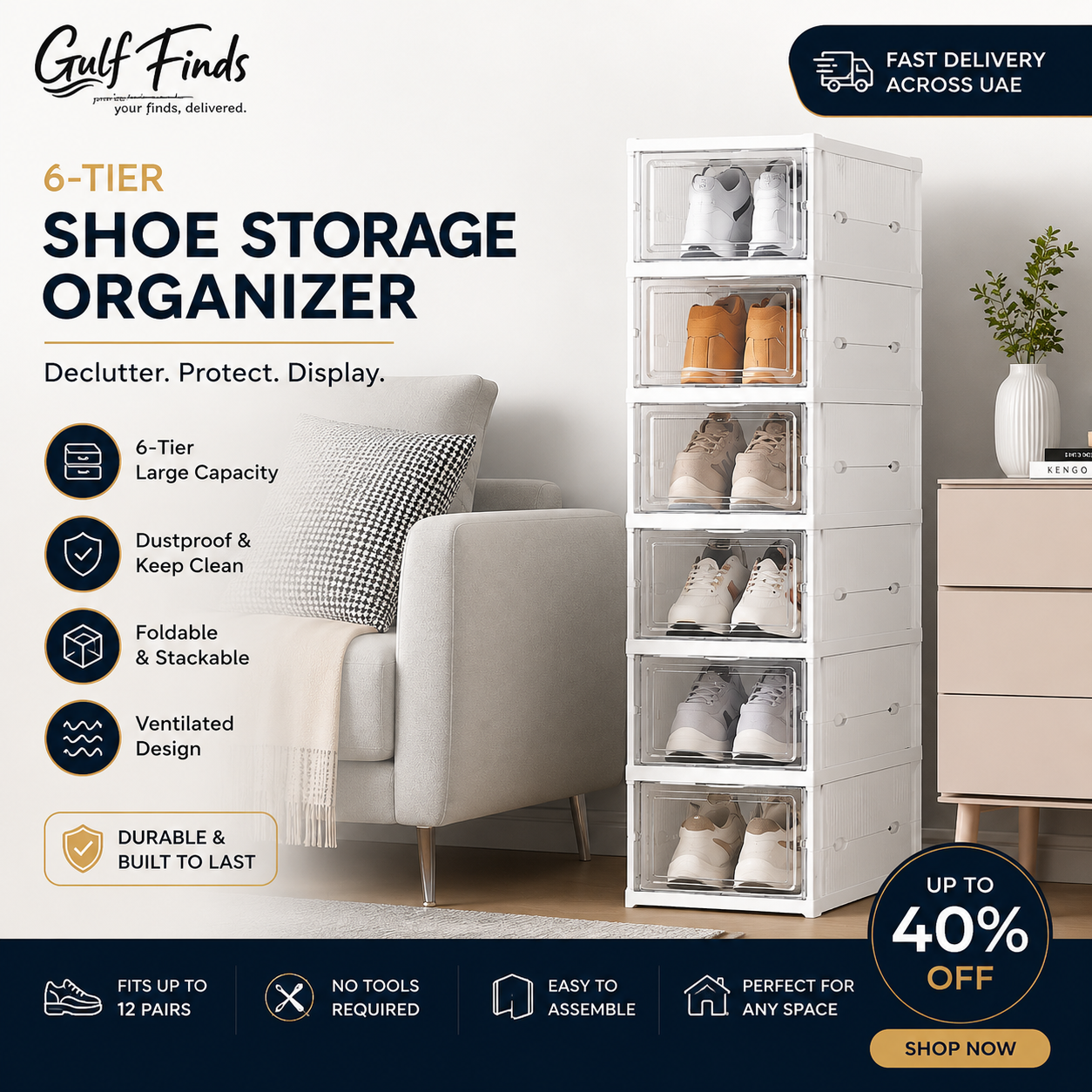 Foldable Storage Boxes  6PC