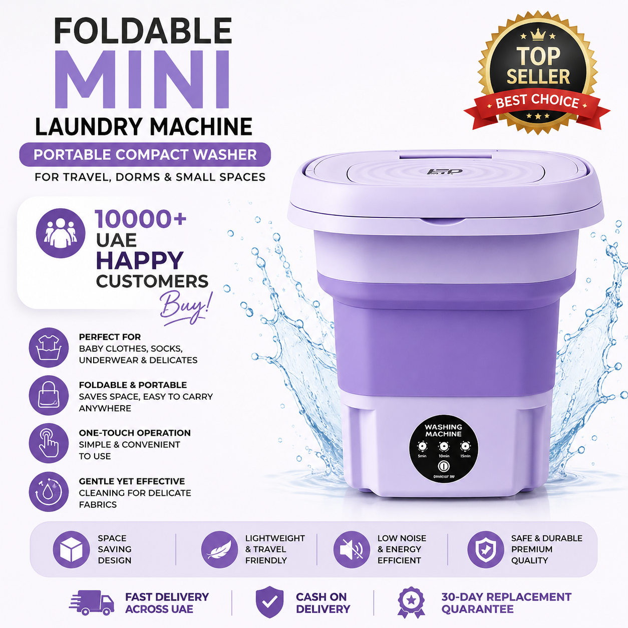 Foldable Mini Laundry Machine – Portable Compact Washer for Travel, Dorms & Small Spaces