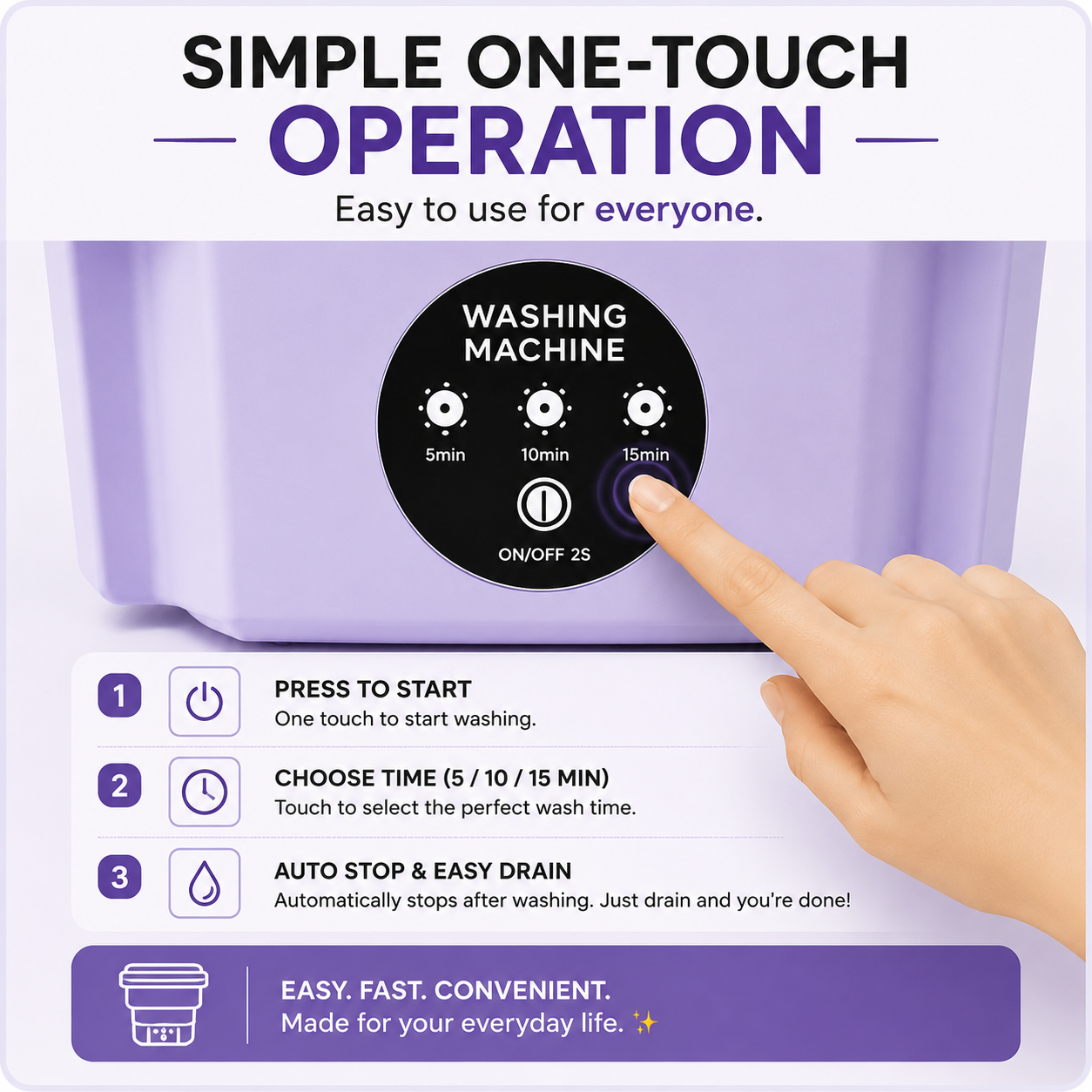 Foldable Mini Laundry Machine – Portable Compact Washer for Travel, Dorms & Small Spaces