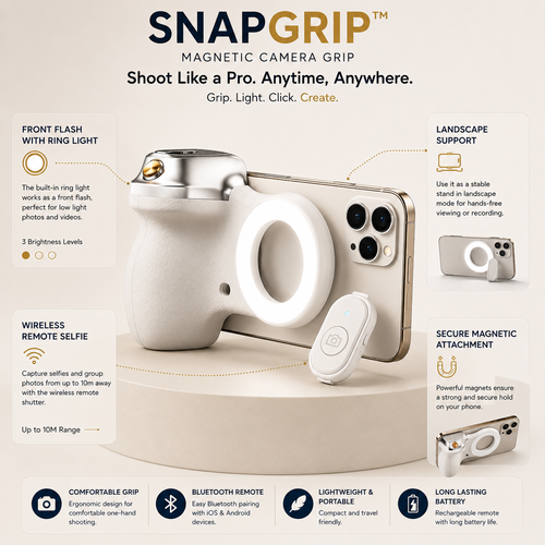 SnapGrip™ Magnetic Camera Grip